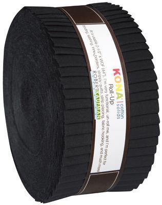 Kona Black Solid 2 1/2"  Roll Up - Quilted Strait