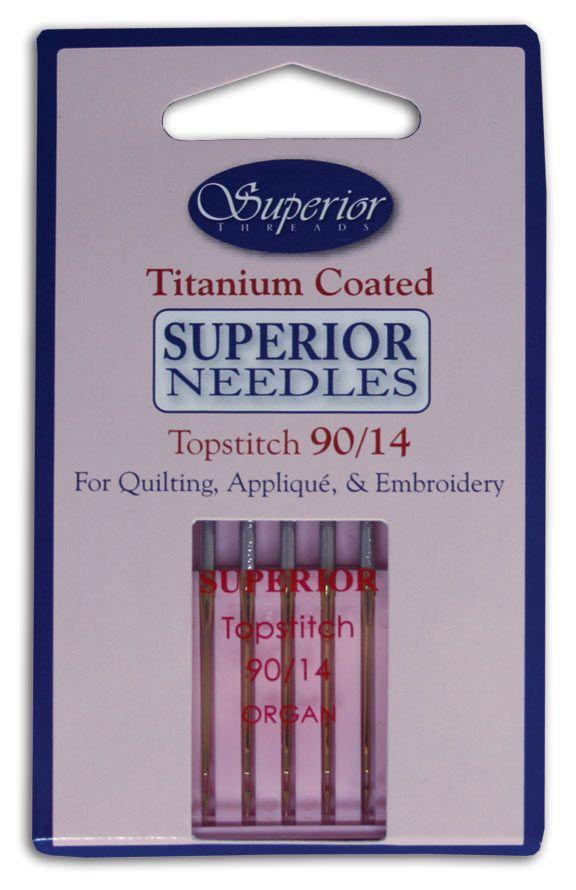 Titanium Topstitch 90/14 Needle - Quilted Strait